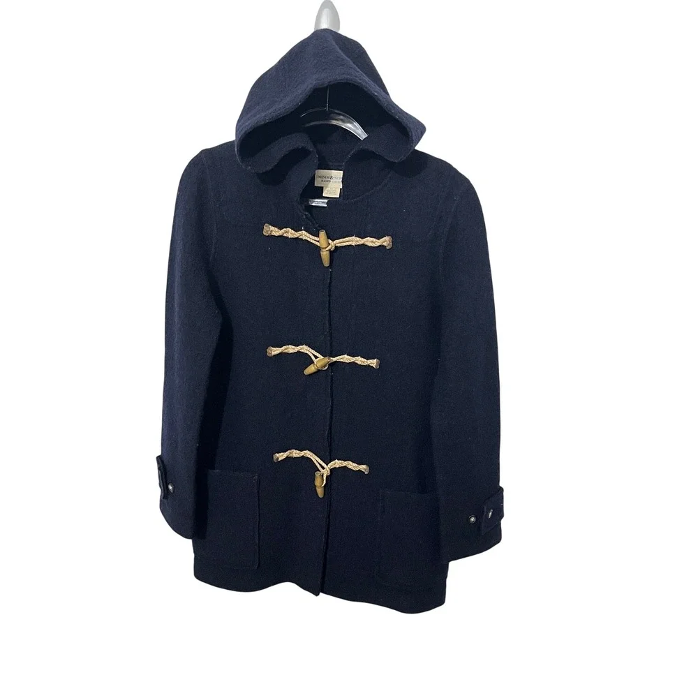 Denim & Supply Ralph Lauren Duffle Coat Mens Small Navy Blue Wool Toggle Hooded